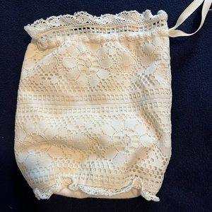 Vintage Floral Lace Coverlet Drawstring Pouch Bag